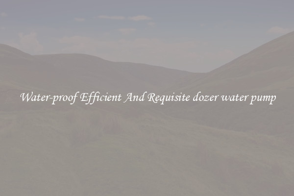 Water-proof Efficient And Requisite dozer water pump