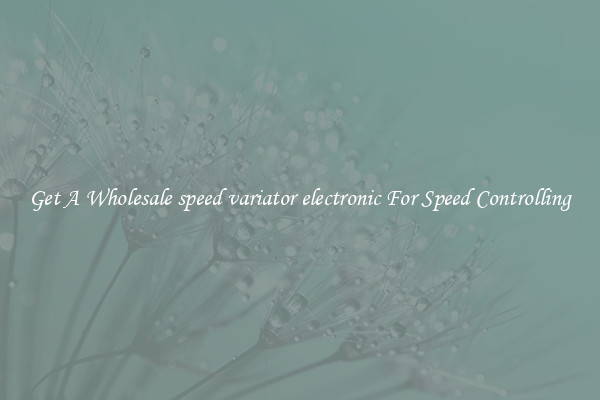 Get A Wholesale speed variator electronic For Speed Controlling